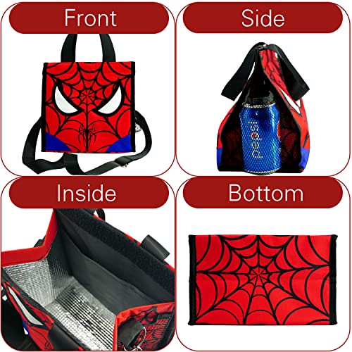 Vionhomin Spider Insulated Lunch Box With Adjustable Shoulder Strap For Kids, Women/Men, Spider Reusable Lunch Bag With Bottle Holder For Office Work Picnic Beach Workout,Keep Food Cold/Warm #TOP1