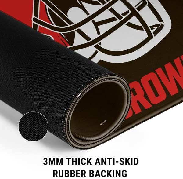 Skinit Medium Gaming Mouse Pad - Officially Licensed Cleveland Browns Distressed Design with Stitched Edges, Waterproof, Non-Slip Rubber Base, Desk Mat for Keyboard & Mouse, 17.7" x 15.75" inches