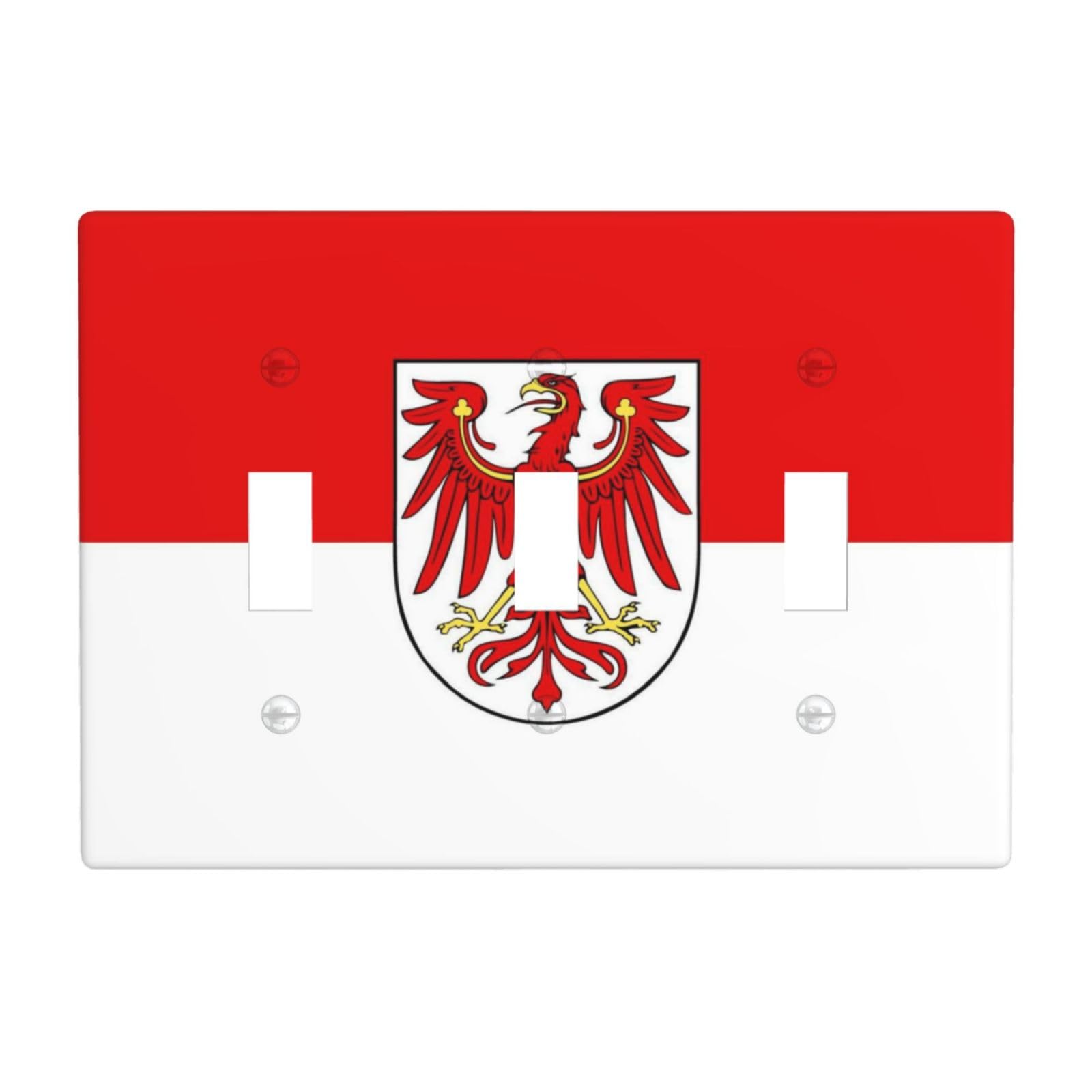 Brandenburg Flag 3 Gang Switch Plate Cover-Unbreakable Polycarbonate Wall Plate, Heat Resistant Toggle Switch Decor for Home