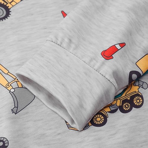 Image of Akyzic Toddler Boys Sweatshirts Cotton Crewneck Truck Shirt Dinosaur Long Sleeve Pullover Tops Tees 2-8T