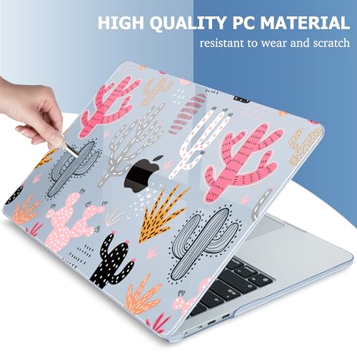 Image of Mektron Case for 2026 MacBook Air 13-inch M5 Laptop A3449 with 13.6-inch Liquid Retina Display, 2025 2024 2022 M4 /M3 /M2 MacBook Air 13 inch Hard Shell Cover, Model A3240 A3113 A2681, Colorful Cacti-Blue