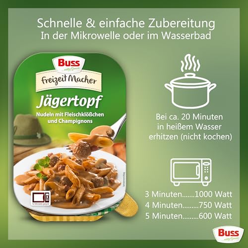 Fleischklößchen und Champignons in reicher Sauce - Detailansicht von Deftiger Jägertopf Buss Nudeln Deal 2026 – Dealf...