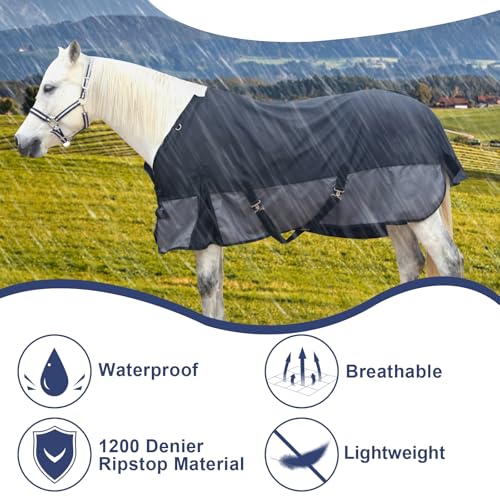 Alfombra de caballo ligera 1200D impermeable transpirable para exterior de 6 pies 6 pulgadas 4