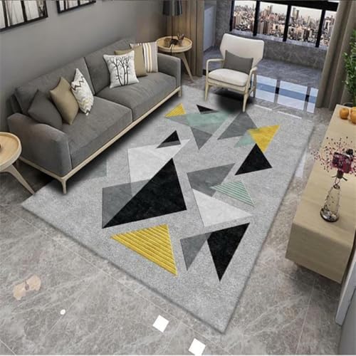 Tapis de canapé gris et jaune pour salon complet moderne