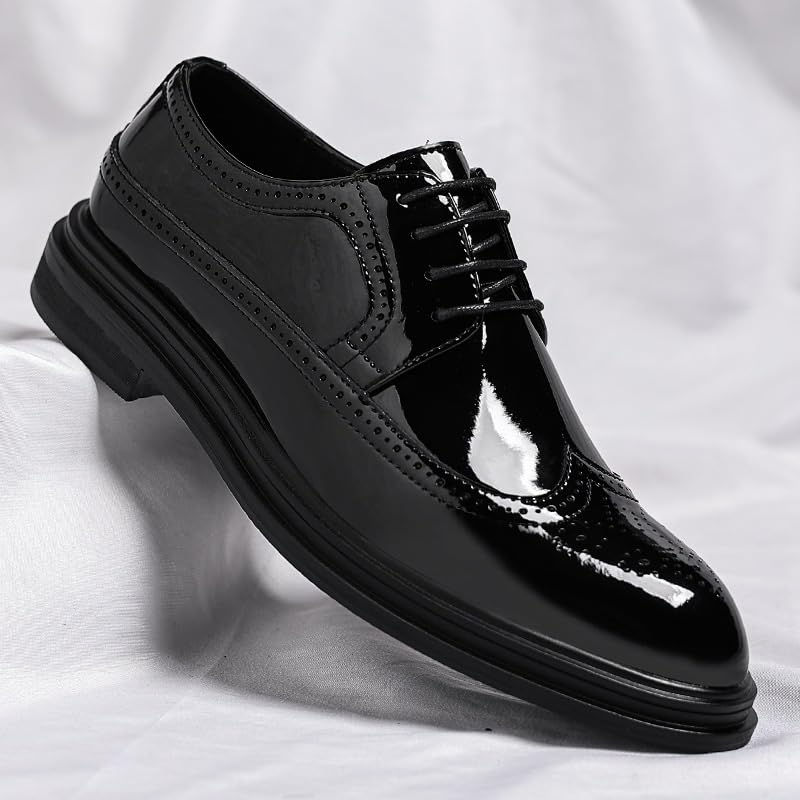 Brown Casual Dress Shoes for Men Lace-up Loafers & Slip-ons Dress Shoes Black Round Toe Soft Rubber Sole Dress Shoes2