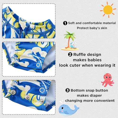 Image of Baby Girls' One Piece Swimsuit Long Sleeve Rash Guard Swimwear