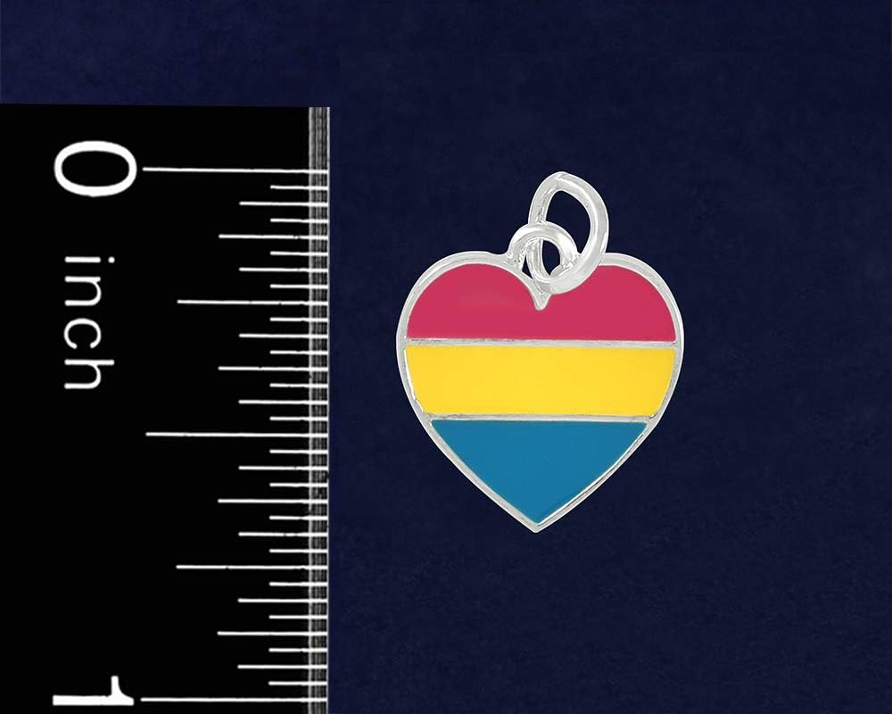 Pansexual Heart Shaped Charm Retractable Bracelets - Pan Pride Flag Heart Shaped Charm Bracelets for Awareness, Support, Pride Parades & More! - Image 3