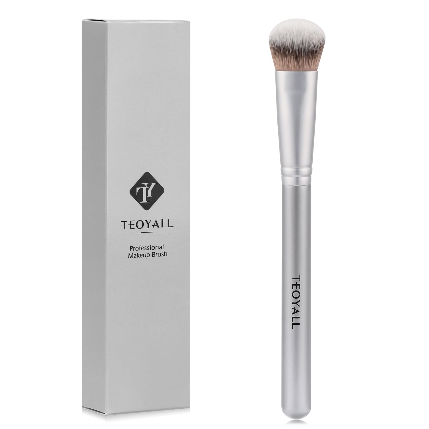 Flat Angled Concealer Bronzer Brush, Medium Synthetic Bristles Flawless Coverage Multitask Brush with Liquid Cream Powder