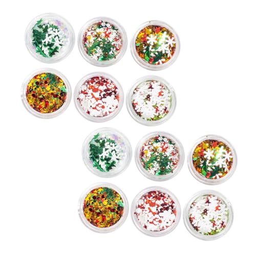 COLLBATH 12 Boxen Teiliges Weihnachtsnagel Bunten Stern-pailletten DIY Manicure Glitter