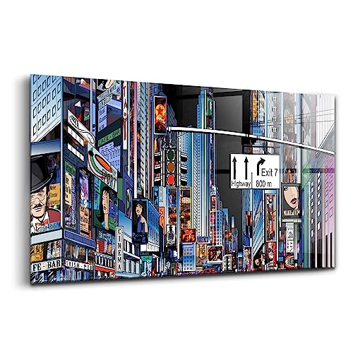 Innovante Wallart New York la nuit tableau en verre lumineux
