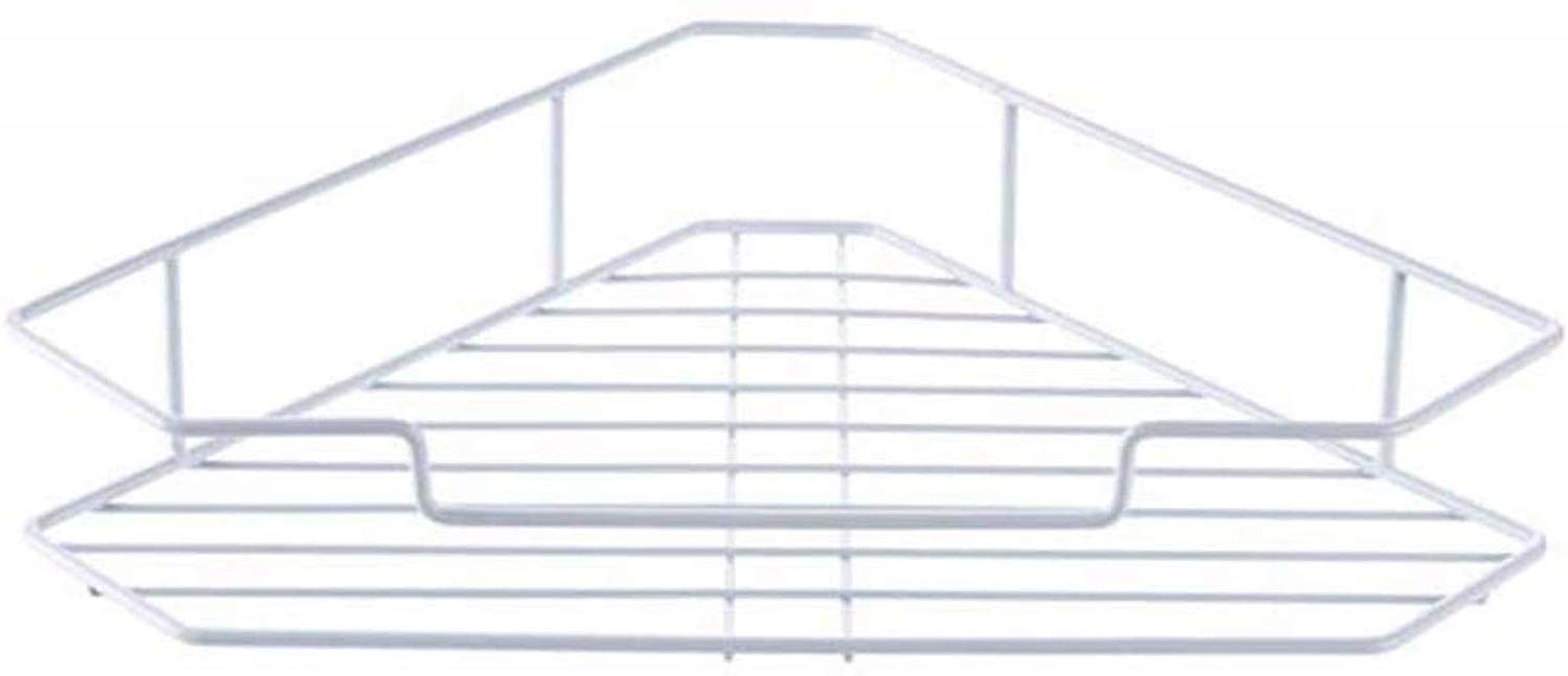 Corner Shower Organiser Caddy Bathroom Shelf Storage Wall Mounted for Toilet Kitchen No Drilling Color White