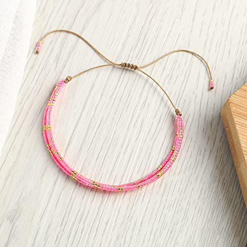 Image of KELITCH Adjustable Multi Strand Bracelets Colorful Miyuki Seed Beads Wrap Bracelets Bangle Women Jewelry