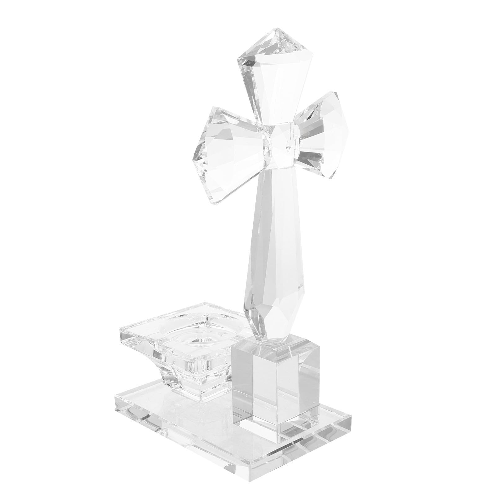 Bougeoir en verre de croix STOBAZA transparent pour autel