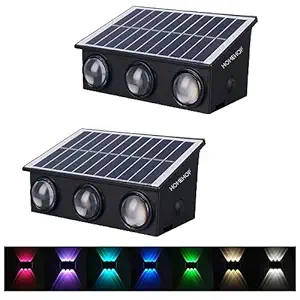 Homehop Solar up and Down Light for Outdoor Home Garden Wall Step Yard Decorative Waterproof Automatic Landscape Spot Focus Lamp (ABS, RGB, Pack of 2)