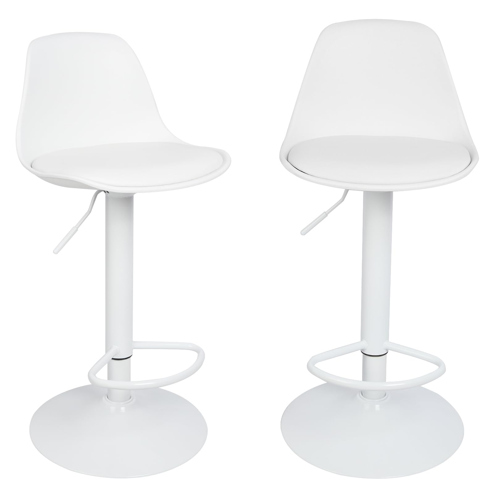 LANTUS Taburete En Polipiel 2X Taburetes Alto Cocina Regulable en Altura Taburetes de Bar con Respaldo Cuero Sintético+Plástico Sillas Altas Taburete Giratorio para Estudio, Trabajo, Oficina