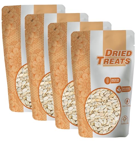 Image of Dried Treats Muskmelon Seeds (Kharbooj Beej) 1000 Grams (250 Grams X 4) - Raw Muskmelon Seeds Packed with Protein, Fiber & Energy to Support Focus & Stamina - Delicious Dried Seeds for Mom's Homemade Halwa, Laddu & Home Made Sweets | High Quality Whole Roasted Kharbooj Seed | Raw Muskmelon Beej | Whole & Clean Muskmelon Seeds
