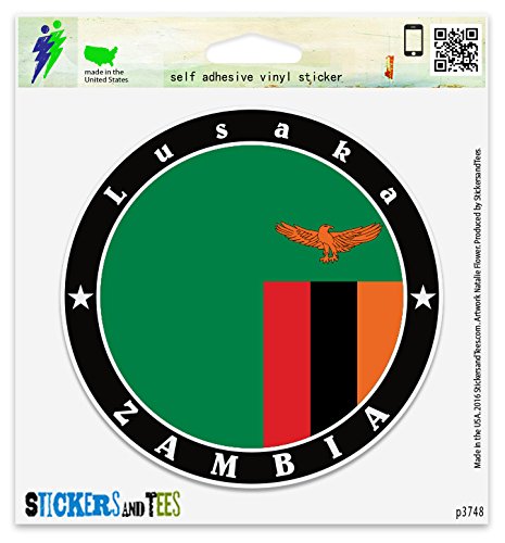 Zambia Lusaka Vinyl Car Bumper Window Sticker 2" x 2"