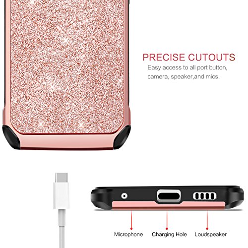Lg V30 Case, Lg V30+ Case, Lg V35 Thinq Phone Cases, Lg V30S Thinq Cell Phone Case, Bentoben Slim 2 In 1 Glitter Bling Sparkly Cover, Heavy Duty Shockproof Protective Cases For Women, Gilrs, Rose Gold #TOP3