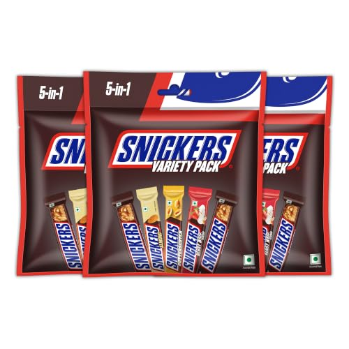 Image of Snickers Variety Pack | Assorted Bars | Peanut, Almond, Butterscotch & Berry Whip | Pack of 3 | 110g