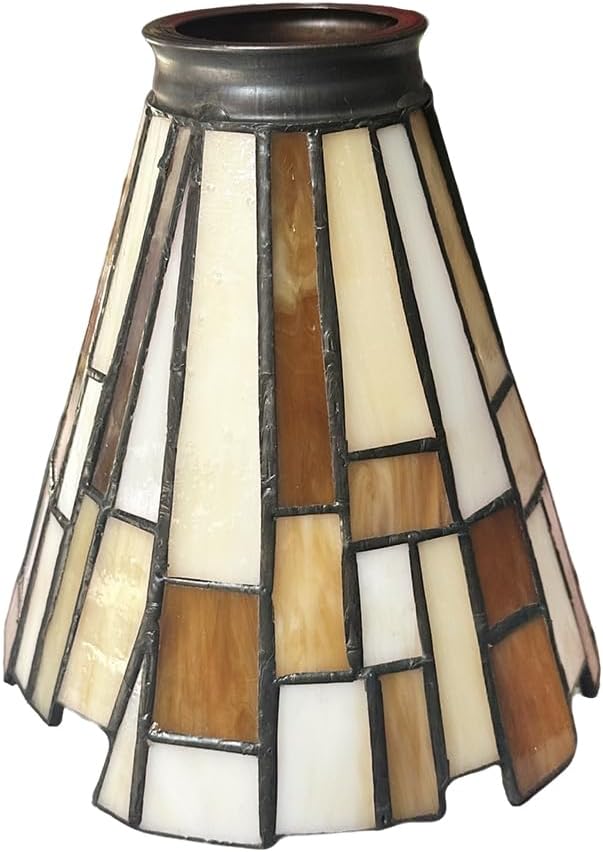 HUIMEIJU Stained Glass Lampshade, Multicolor Geometric Pattern, Cone Shape, 2 Pack (Cream)