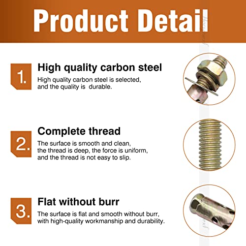 3834 x 2-12 inch carbon steel antiskid sleeve anchor zinc plated non-slip expansion anchors for concrete base wall furniture 10 pcs