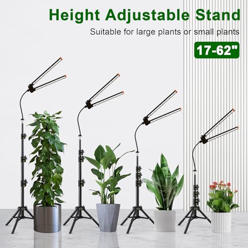 Image of YEOLEH Floor Lamp Grow Light for Large Tall Plants Indoor, 6000K White Full Spectrum Plant Growing Light with Red Blue LED, Foldable Light Strip, Dimmable & Timer Function, Height 17-62'' (100, Watts)