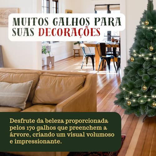 Árvore de Natal Verde Pinheiro Luxo Cheio Premium 150cm ou 180cm Pé de Ferro Decoração Natalina Eleg