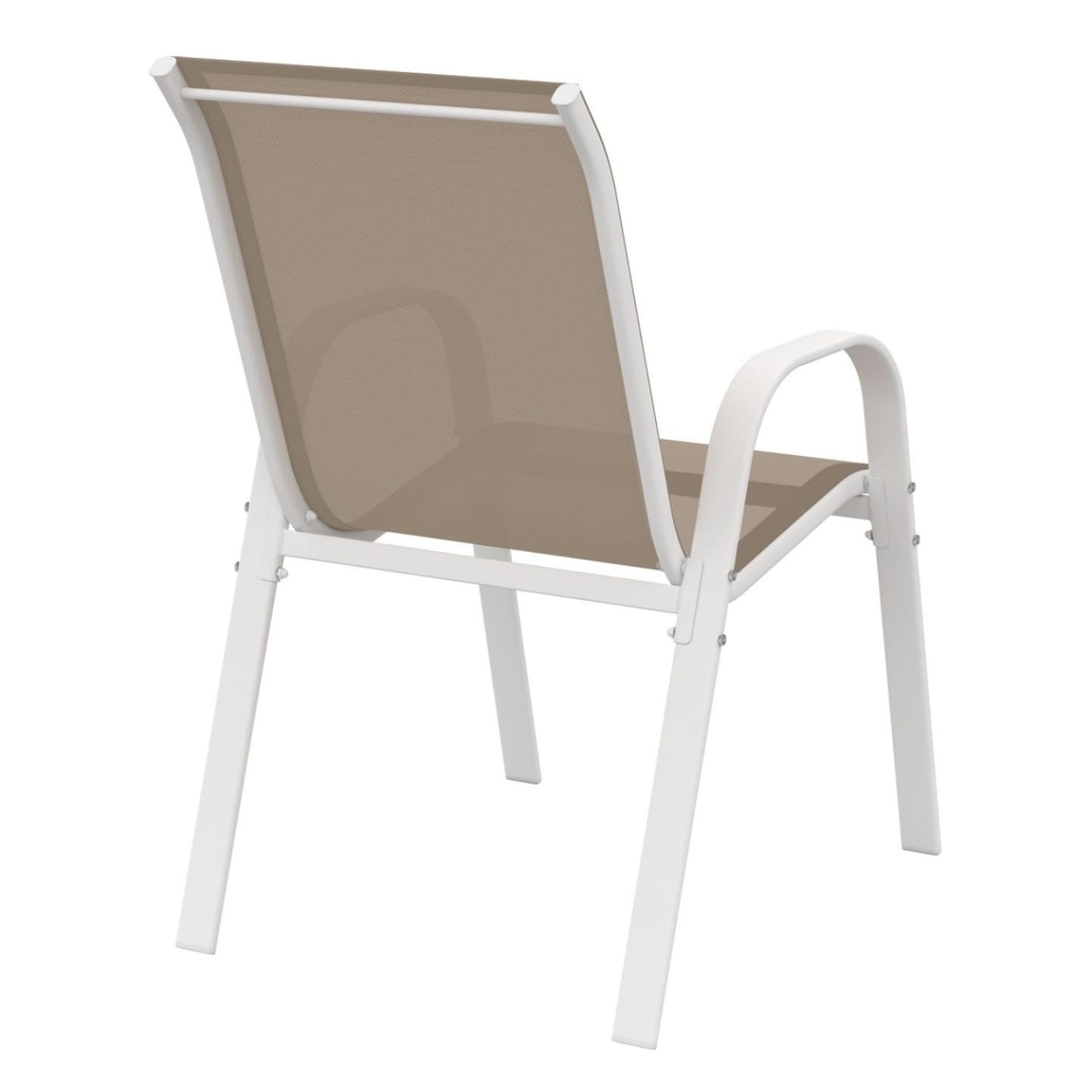 IDMarket - Juego de 4 sillas apilables de jardín LYMA de metal y textileno en blanco y beige