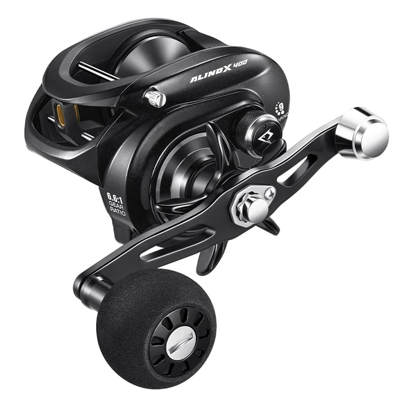Image of Piscifun Alinox 400 Baitcaster Fishing Reel, 38Lbs Max Drag Aluminum Alloy Frame Baitcasting Reel, Available in 6.6:1 /8.1:1 Gear Ratio, Freshwater and Saltwater Low Profile Casting Reel for Musky