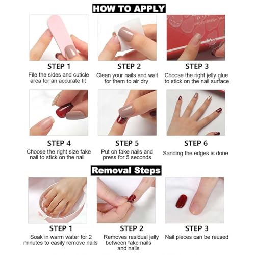 Image of Kriga 24 Reusable Artificial Fake Nail Set| Light Dark Peach Color With Glitter Design Glossy Nails| Lightweight & Long Lasting| Quick Fix For Festivals & Special Occasions