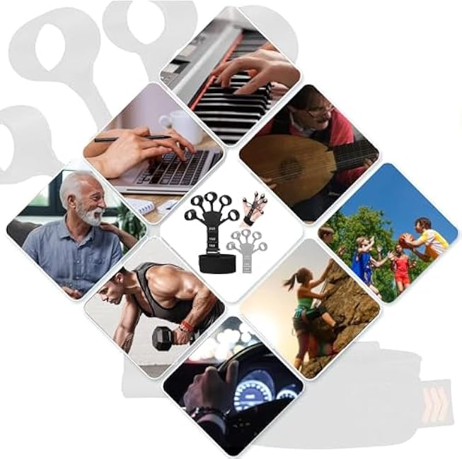 Grip Strength Trainer Finger Strengthener-Hand Strengthener 6 Resistant Level Exerciser-Adjustable Hand for Therapy, Relieve Pain Arthritis(Black+Grey, 2PCS) shouzhi-01