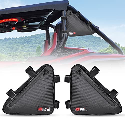 Hutexcio UTV Triangle Storage Bag, Roll Bar Triangle Storage Bag with Waterproof, Overhead Roof Gear Bags Compatible with UTV Talon 1000R 1000X 1000X4 2019-2024, 2 Pack Black