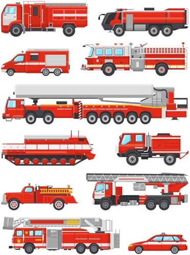 Zaiphany Fire Truck Wall Stickers for Boys Bedroom, Decals Room Decor, Art Fireman Firefighter Poster Decor