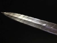 Vista 3 de Espadas chinas, Espada Rey Dragón Real, Hojas de acero de Damasco forjado, accesorios de latón, vaina de ébano, negro