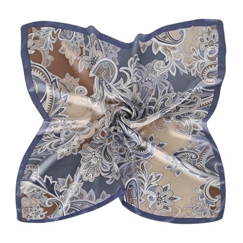 Relang Fashion silk Satin Head Scarf for Women Hair Bandana Hair Scarf Wrap Neck Scarf for Women 27.5×27.5 inches Peacock Blue
