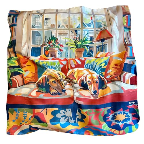100% Silk Square Scarf - Dachshund 27x27