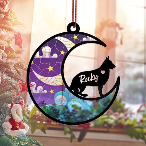 Personalized Dog Memorial Suncatcher Ornament w/Name & Dog Breeds -16 Backgrounds, 3 Optioanl Sizes - Suncatcher Gifts for Dog Lovers, Pet Sympathy Keepsake Loss of Dog