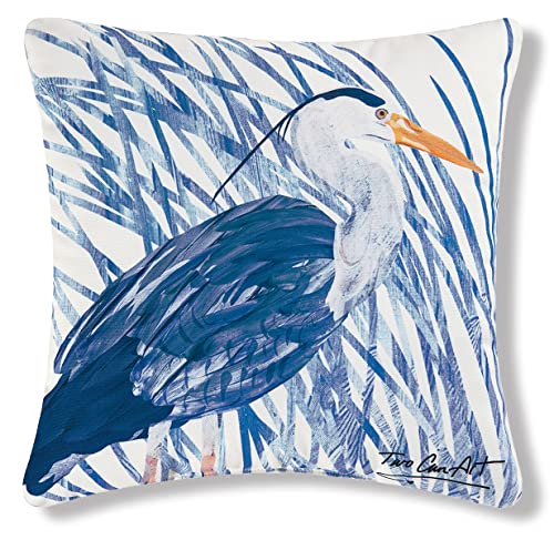 C&F Home Blue and White Heron Bird Coastal Tropical Beach Sea Life Printed Premium Indoor/Outdoor Pillow Patio Decor Decoration Accent Throw Pillow 18