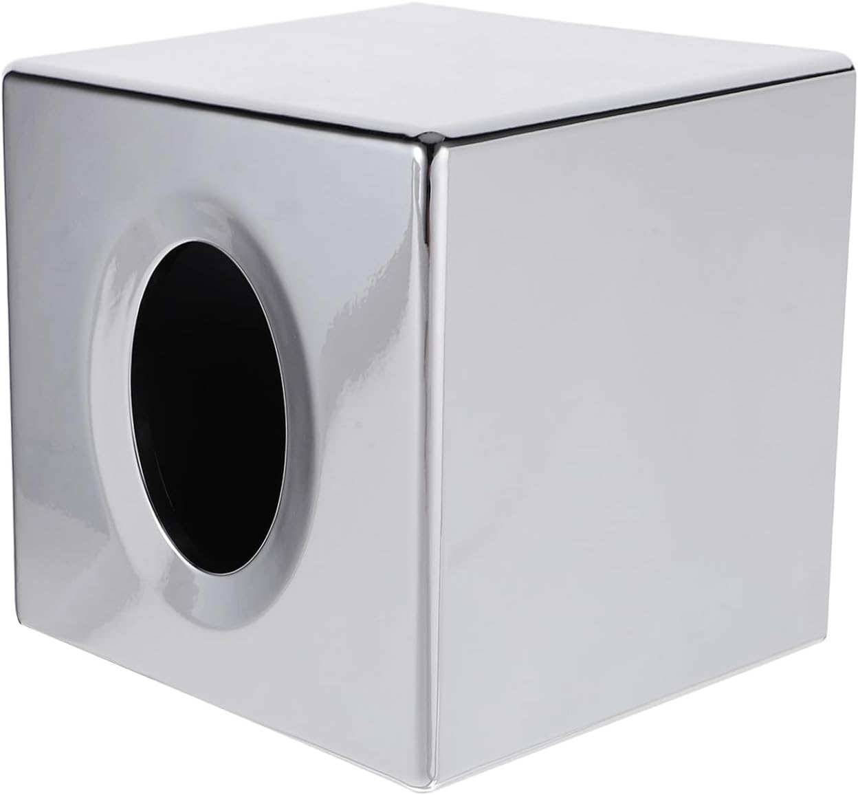 Polished Chrome Facial Tissue Box Cover with Arc Design for Home Office