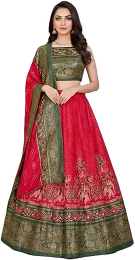 Supreetha Women’s Printed Lehenga Choli Set with Dupatta | Designer Ethnic Lehenga with Flared Skirt, Blouse &amp; Dupatta for...