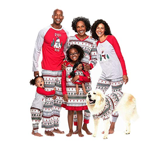 Matching Family Pajamas Sets Christmas PJ's with Santa Hat Tee and Festival Style Pants Loungewear