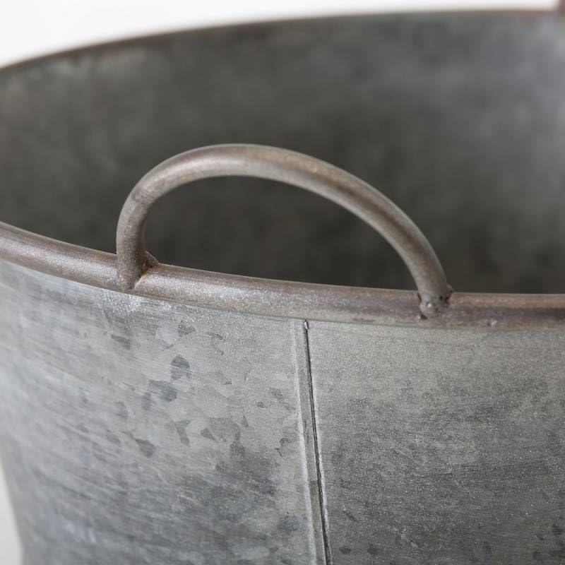 Bassine Métal Effet Zinc Bac à Plantes Jardinière Jackson à Poignée Ronde Mm 18,5x36,5x42cm
