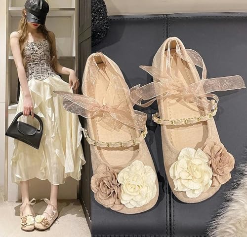 Mary Jane Shoes Women's Mary Jane Suede Slip-On Flat Rose Shoes2