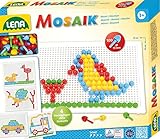 mosaik steckspiel Mit 100 farbigen Steckern mit 10 mm Durchmesser und Steckplatte ca. 21 x 16 cm. Tolle Steckvorlagen auf Verpackung.