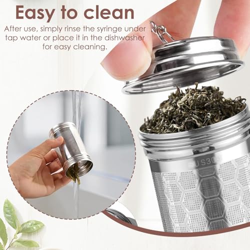 Image of BendJoy Tea Infuser Stainless Steel with Tray, Easy Clean Green Tea Infuser for Mugs & Teapots, Tea Strainer Infuser for Loose Leaf and Herbal Tea