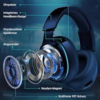 Gvyugke 2,4 GHz Wireless Gaming Headset für PC, PS5, Switch, Mac & Bluetooth-Geräte – Kabelloser Gaming Kopfhörer mit Abnehmbarem Noise-Cancelling Mikrofon, Stereo Surround Sound, Niedrige Latenz – Ansicht 9