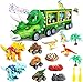 Morkka Jouet de Camion de Dinosaure Transporter 16 Ensembles, Dinosaure Jouets avec Outils Bricolage de Construction pour Enfants Démonter Animaux Jouets,Cadeaux éducatifs STEM adaptés aux de 3+