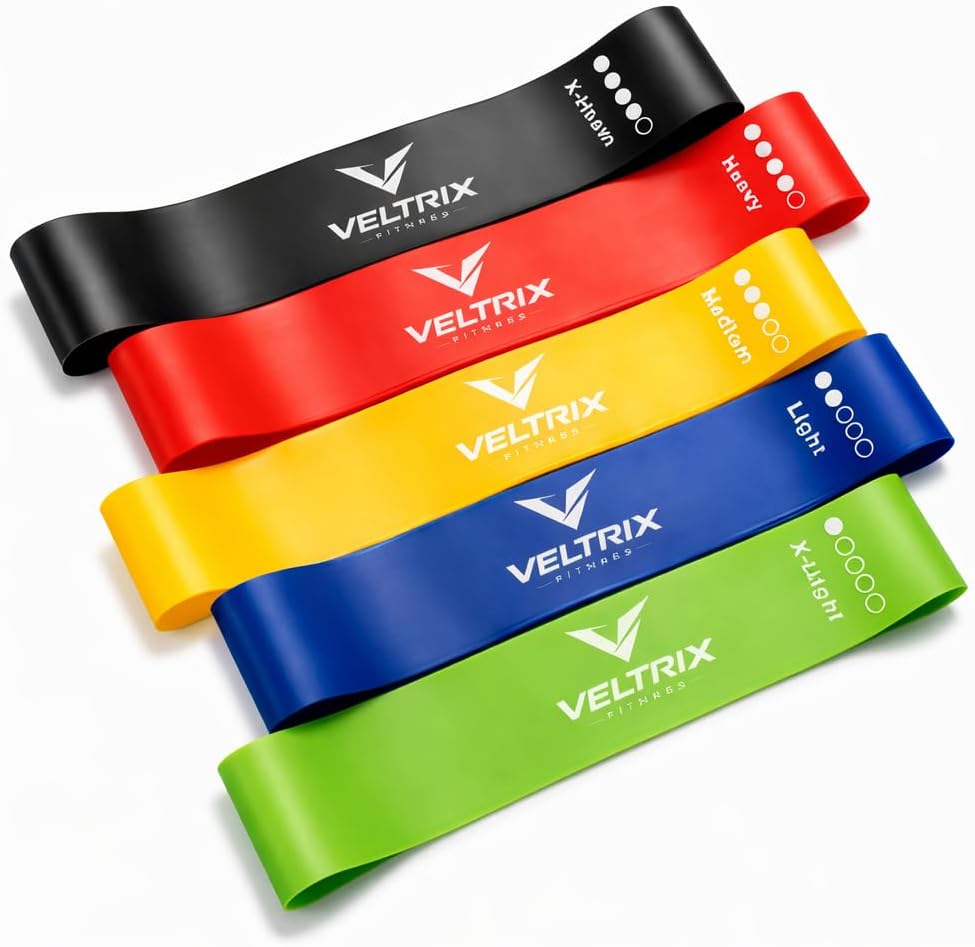 Resistance Bands Set of 5 – Loop Resistance Bands for Exercise & Glute Workouts, Workout Bands for Women & Men, Home Gym, Stretching, Yoga, Pilates & Physical Therapy