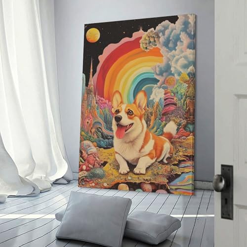 Impression sur toile Corgi 16x24inch pour une finition murale premium