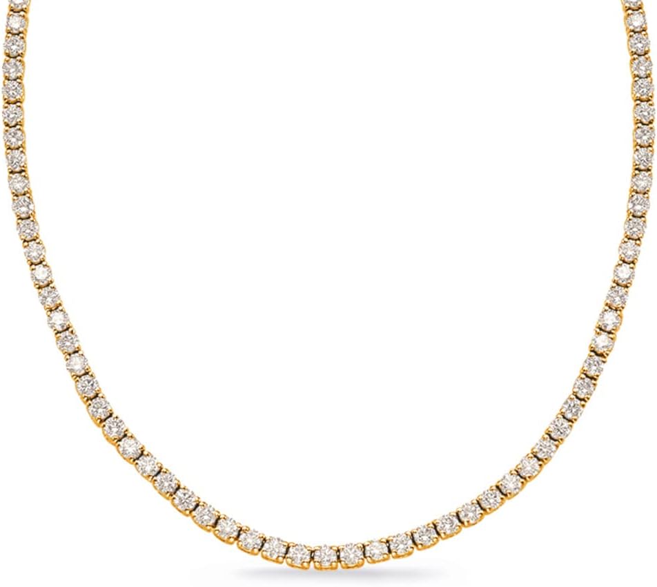 Houston Diamond District 3 to 50 Carat LAB GROWN Round Shape 4 Prong Diamond Uniform Straight Tennis Riviera Necklace 17" (E-F Color, SI1-SI2 Clarity)